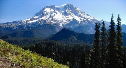 Mt Rainier as seen from Mount Beljica in the Glacier View Wilderness